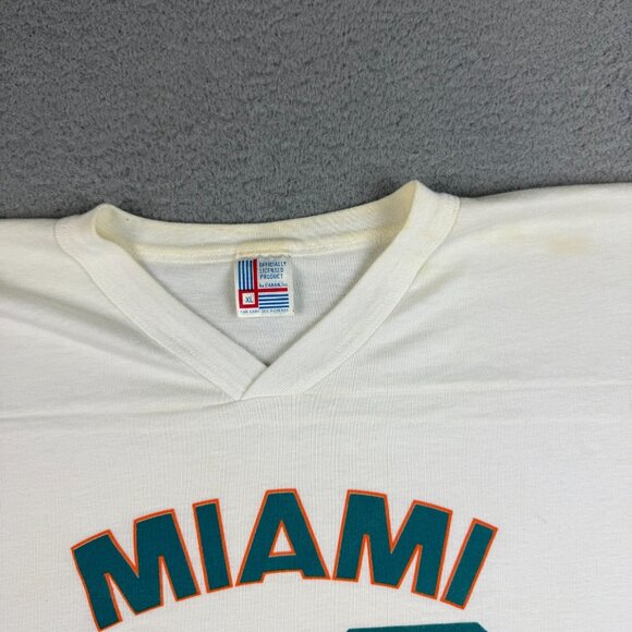 VTG Miami Dolphins Shirt Extra Large Dan Marino 80's USA Made Striped Sleeve - Picture 8 of 10